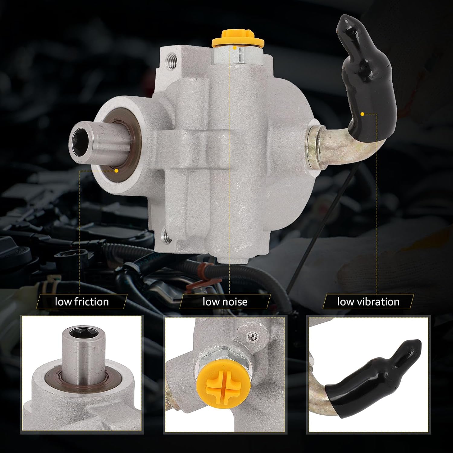 OCPTY Power Steering Pump Compatible with 2008-2009 For Buick Allure 5.3L 2008-2009 For Buick LaCrosse 5.3L 2006-2009 For Chevy Impala 5.3L 20-995 Power Assist Pump