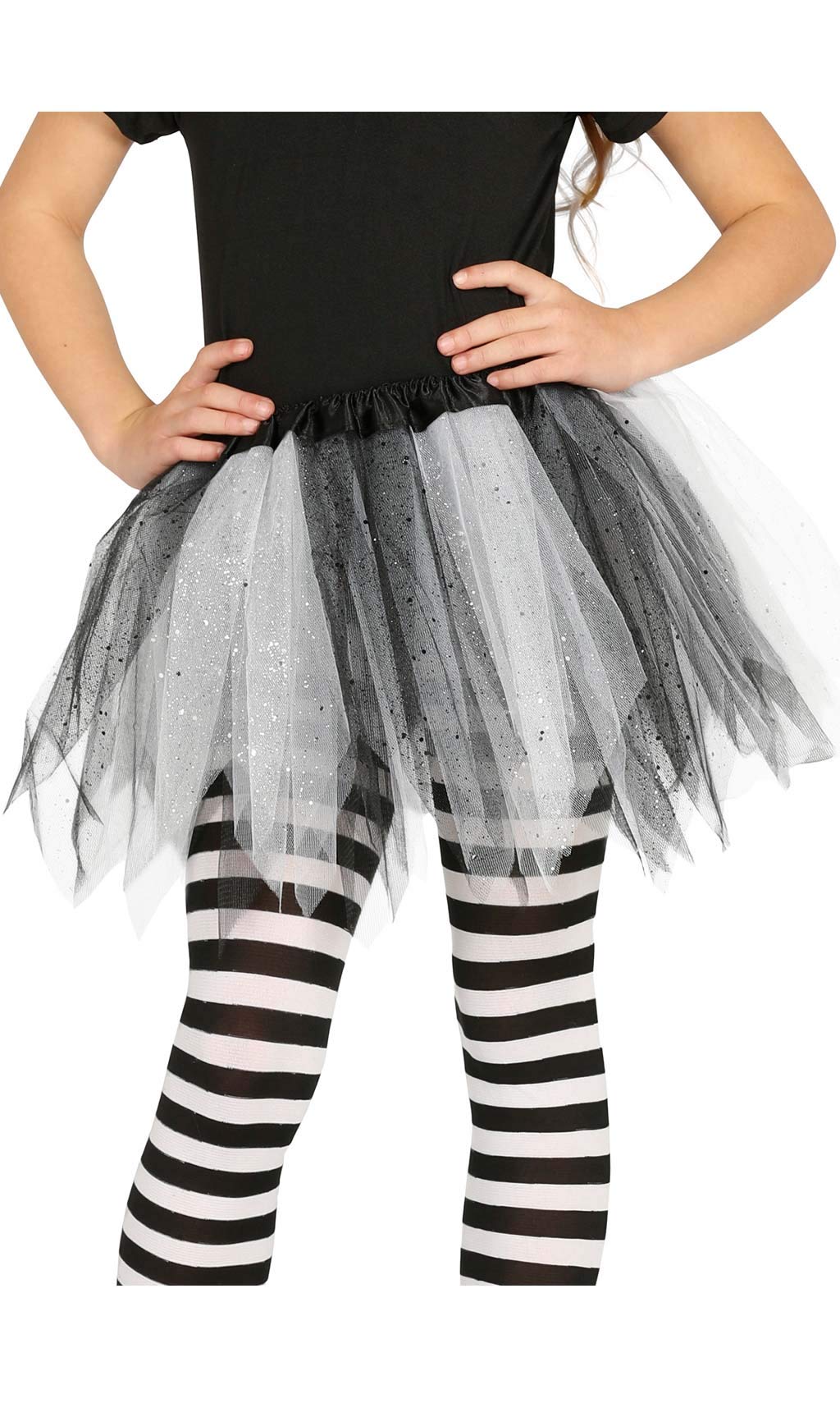 Guirca - Tutu ballerina fairy with glitter for girls, colour: white/black, 17204