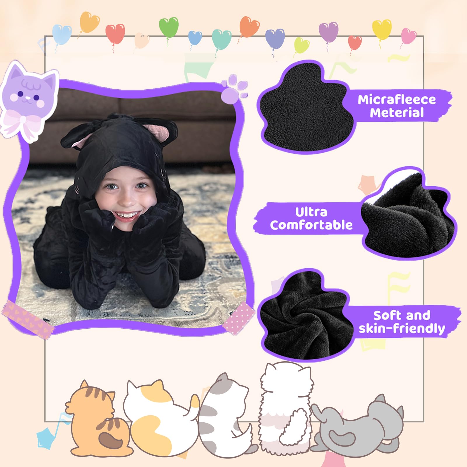 PXDUCN Cat Costumes for Kids Halloween Costumes - Image 4