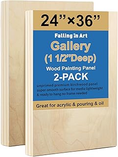 Falling in Art 2 Pack Unfinished Wooden Canvas Panels, 24x36 Gallery Bir...