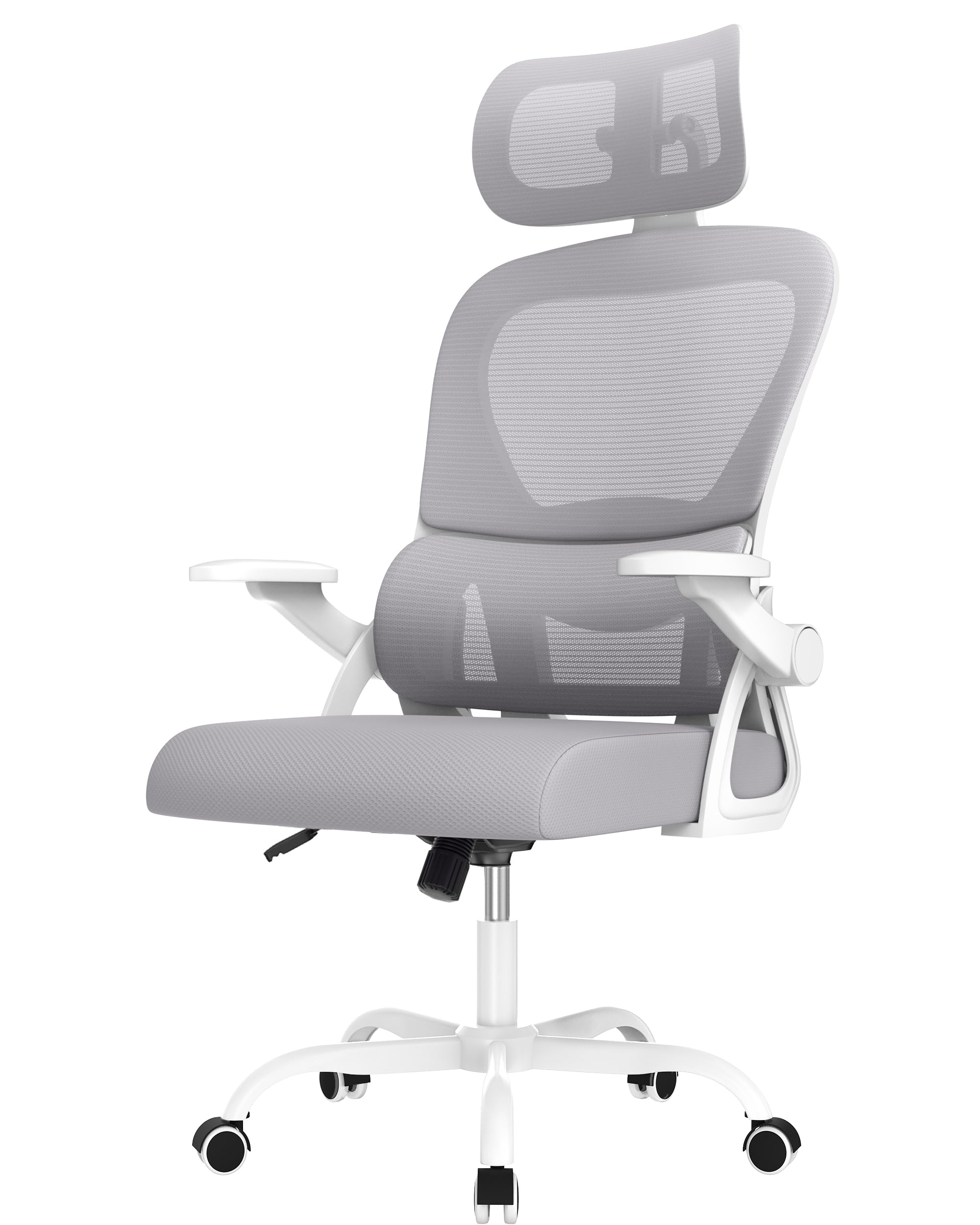 naspaluro Chaise de Bureau Ergonomique avec Support Lombaire, Gris