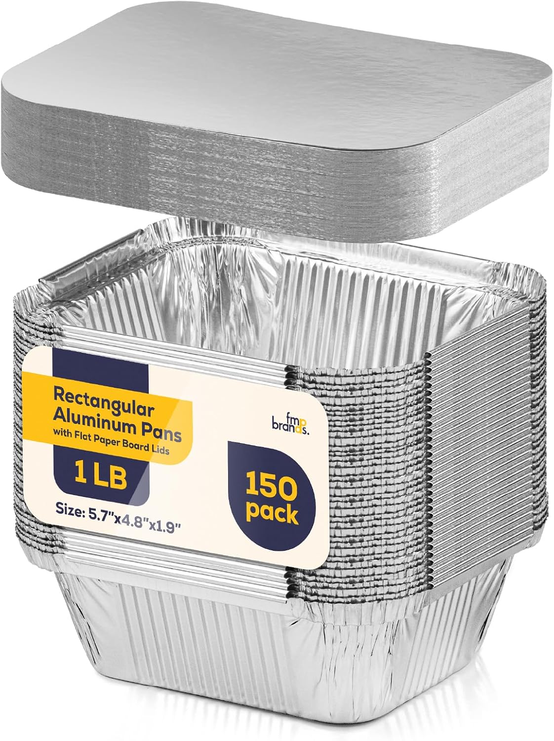 Fit Meal Prep 150 Pack 1 lb Small Aluminum Foil Pans with Lids, Disposable Take Out Food Containers with lids for Freshness and Spill Proof, Disposable Cookware for Catering, Restaurants