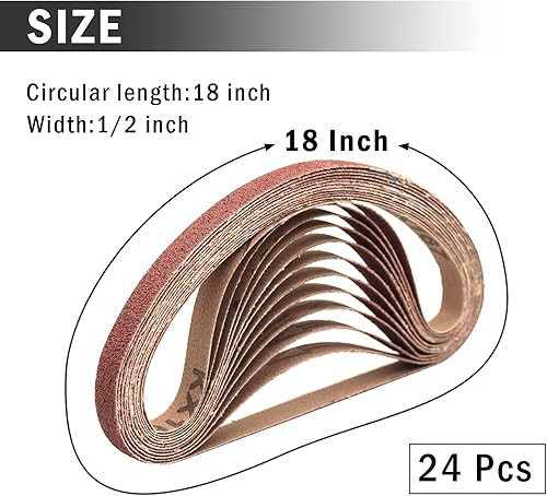 Miniatura 2 de Correas de lijado de 12 pulgada x 18 pulgadas para lijadora de banda de aire, paquete de 24 correas lijadoras de banda de óxido de aluminio de 12 x
