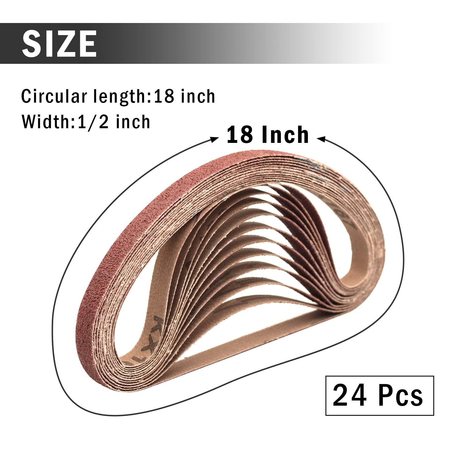 24 Courroies Abrasives 1/2 X 18 Pouces – Assortiment Grain 40 à 240, Pour Lime à Air