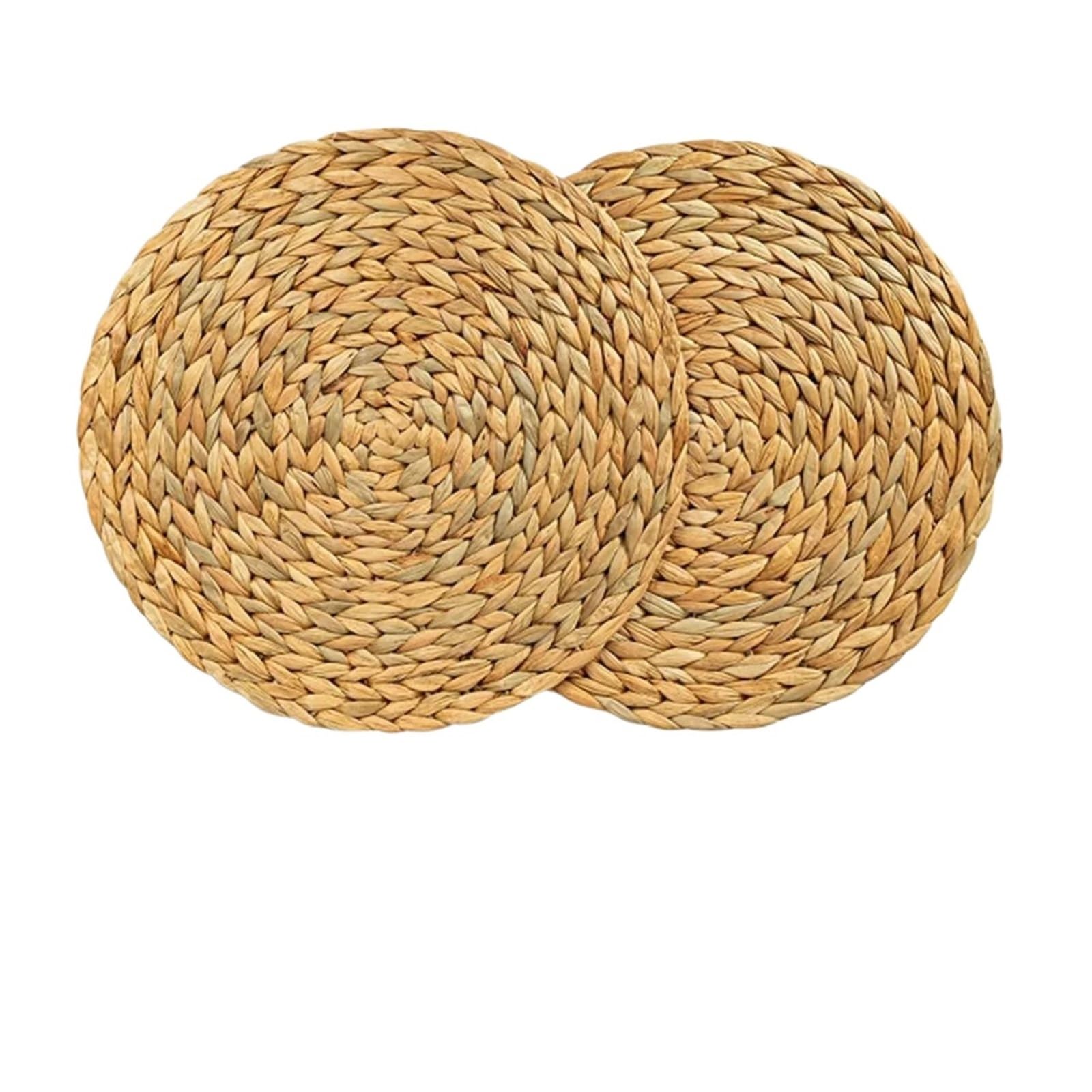 4 PCS Weave Round Placemat Braided Rattan Charger Plates and Napkin Holders for placemat drain pad coaster bowl For Drinks Home