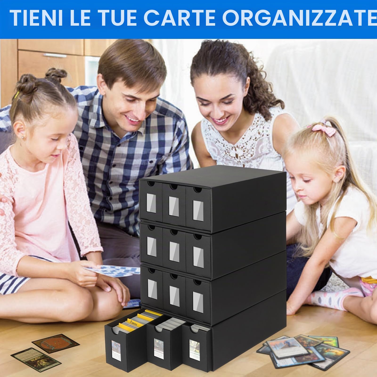 Scatola Porta Carte per 12000+ Carte, Commander Deck Box per MTG, Scatole per Carte Collezionabili con 48 Divisori, Trading Card Box, Box Porta Mazzo Carte per TCG, PTCG e Carte Sportive