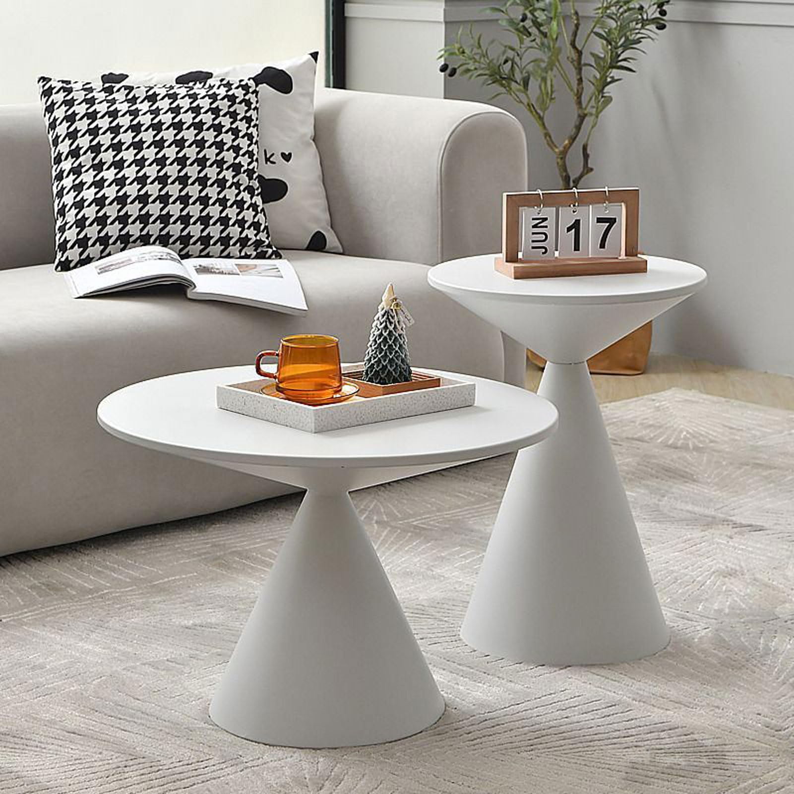 Amazon｜ラウンドコーヒーテーブル、リビングルームのソファ用サイド