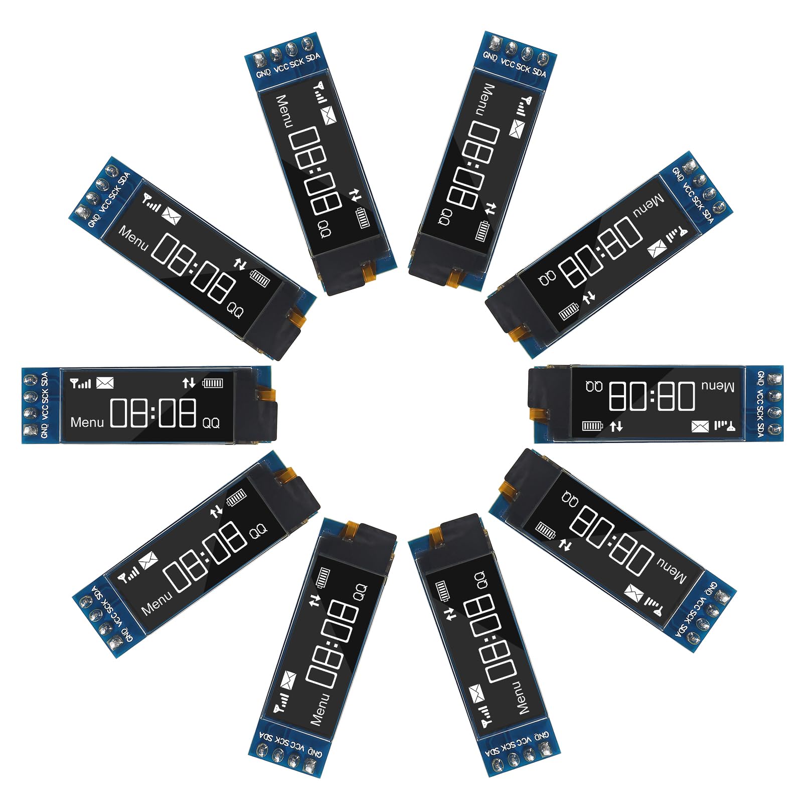 Alinan 2 x OLED Display Modul I2C 4pin 128x64 1,3 Zoll Display Modul
