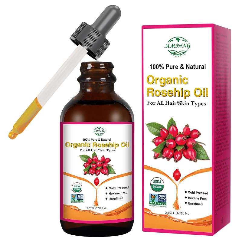 Organic Rosehip Oil for Face & Skin, Cold Pressed Rose Hip Seed Oil