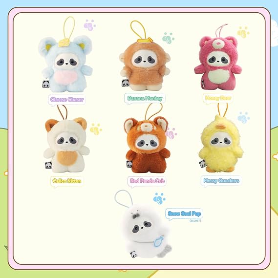 52TOYS Panda Roll The Zoo in Hands Series Plush Keychain Blind Box Stuffed Animal Plush Toy with Soft and Adorable Design, 1PC Perfect for Cuddling, Display, Ideal Gift for Panda Enthusiasts