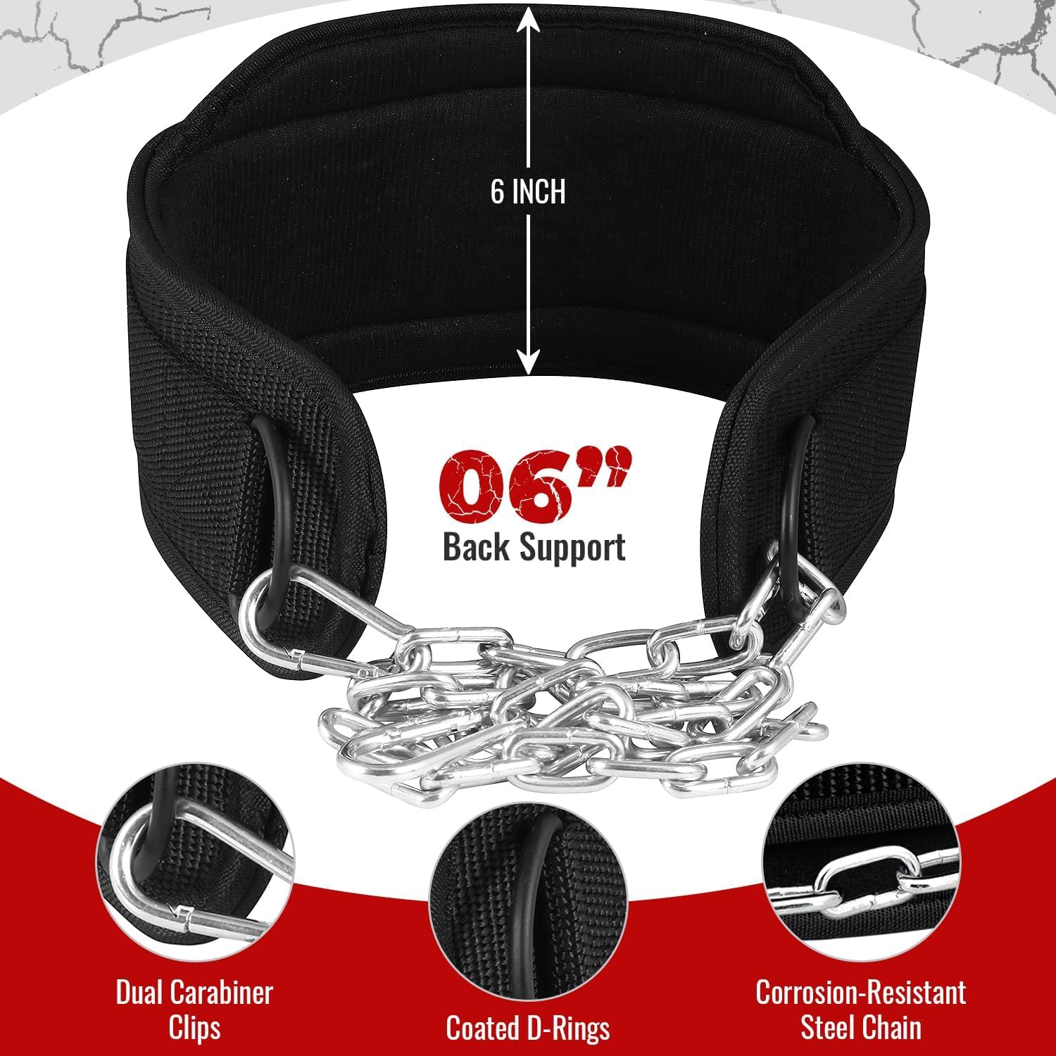 WFX Dip Belt with 36 Inches Heavy Duty Weight Lifting belt Neoprene Padded Steel Lifting Chain Gym belt Back Support Bodybuilding Powerlifting Workouts Men Women Fitness - Image 4