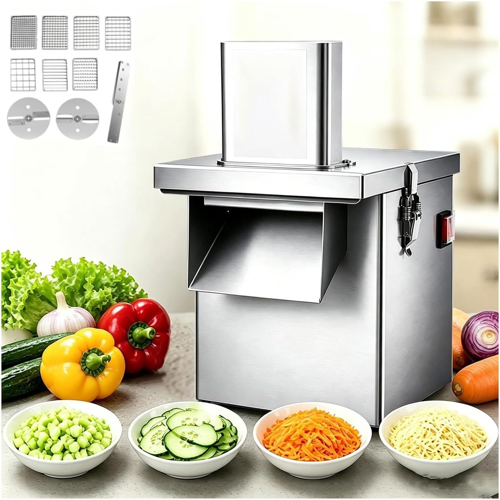 Tagliaverdure Professionale 9 in 1 in Acciaio Inox 220V