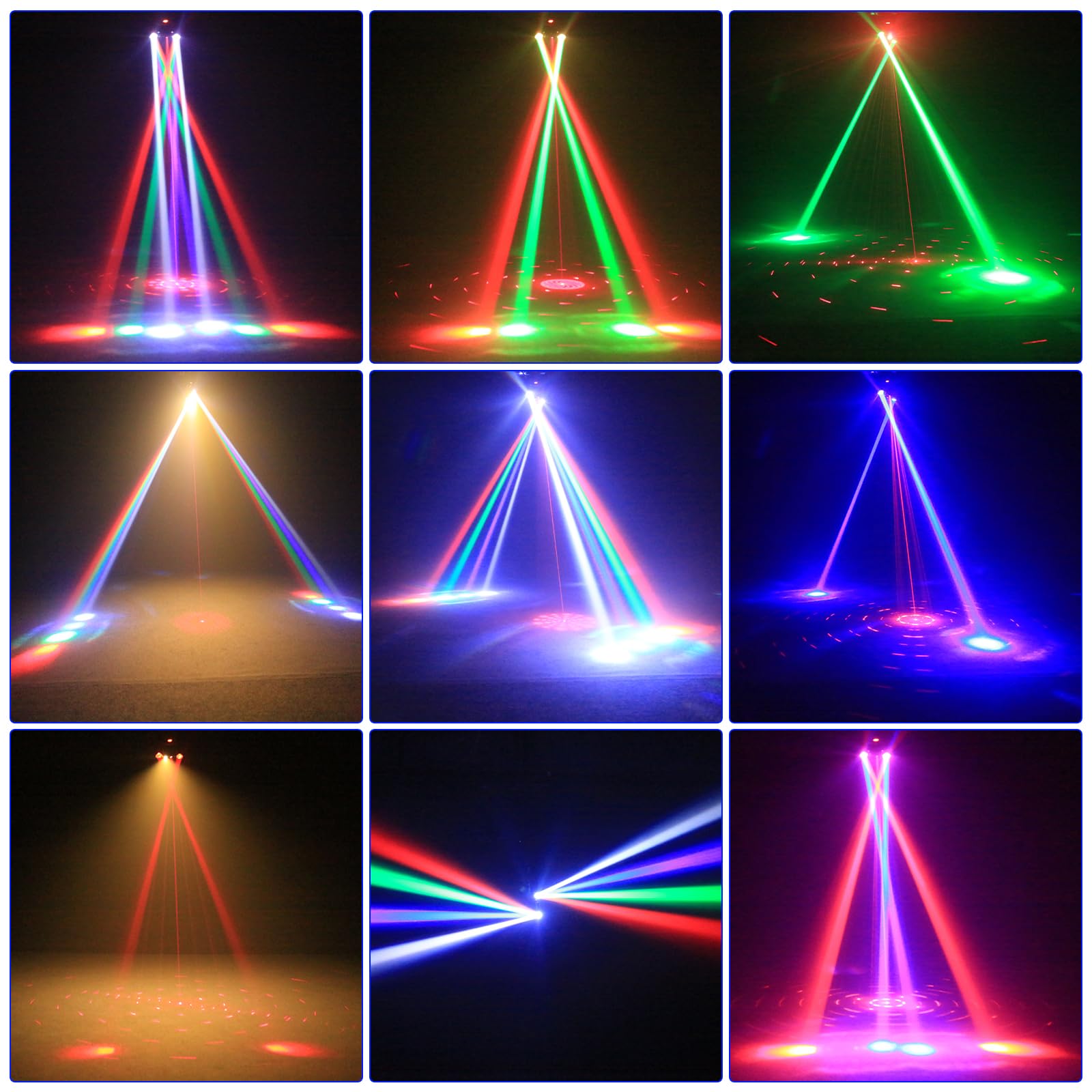 Mini LED Moving Head Effect Lights, Double Head, RGB Color 3535 Beads, 10W Strobe Beads, DMX512 Signal Control, Sound Activation - Image 4