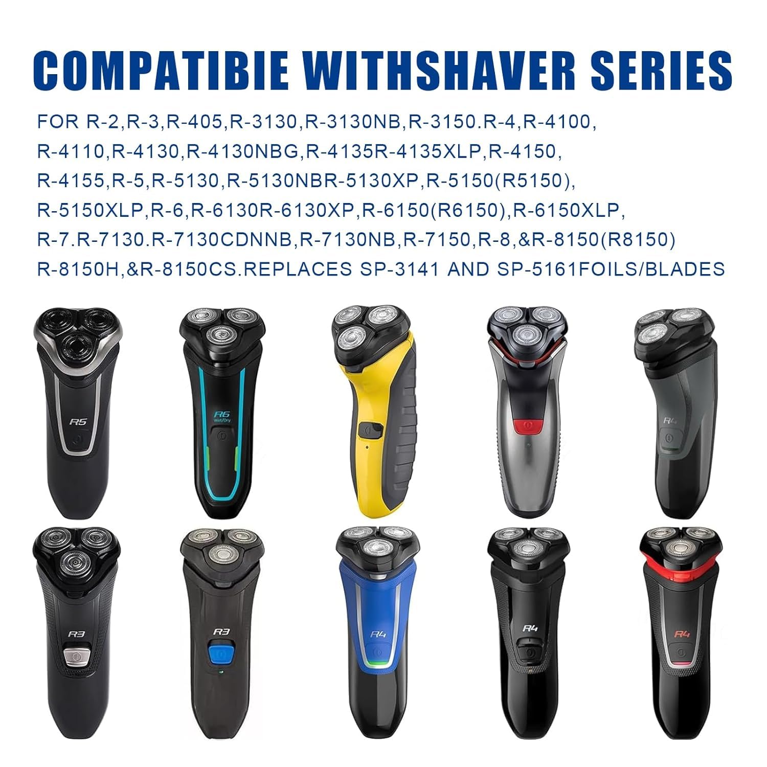 Rotary Replacement Shaver Head,Compatible with Remington Shaver Series,forR3,R4,R5,R6,R7,R8,SP-3141 and SP-5161 Foils (Black-3PC)