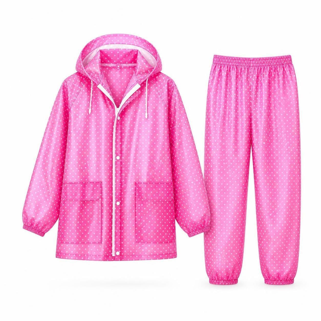 CALANDIS Waterproof Rain Suit for Adults - Detachable Hooded Raincoat and Pants Set for Men and Women XL Watermelon Red-picture-24