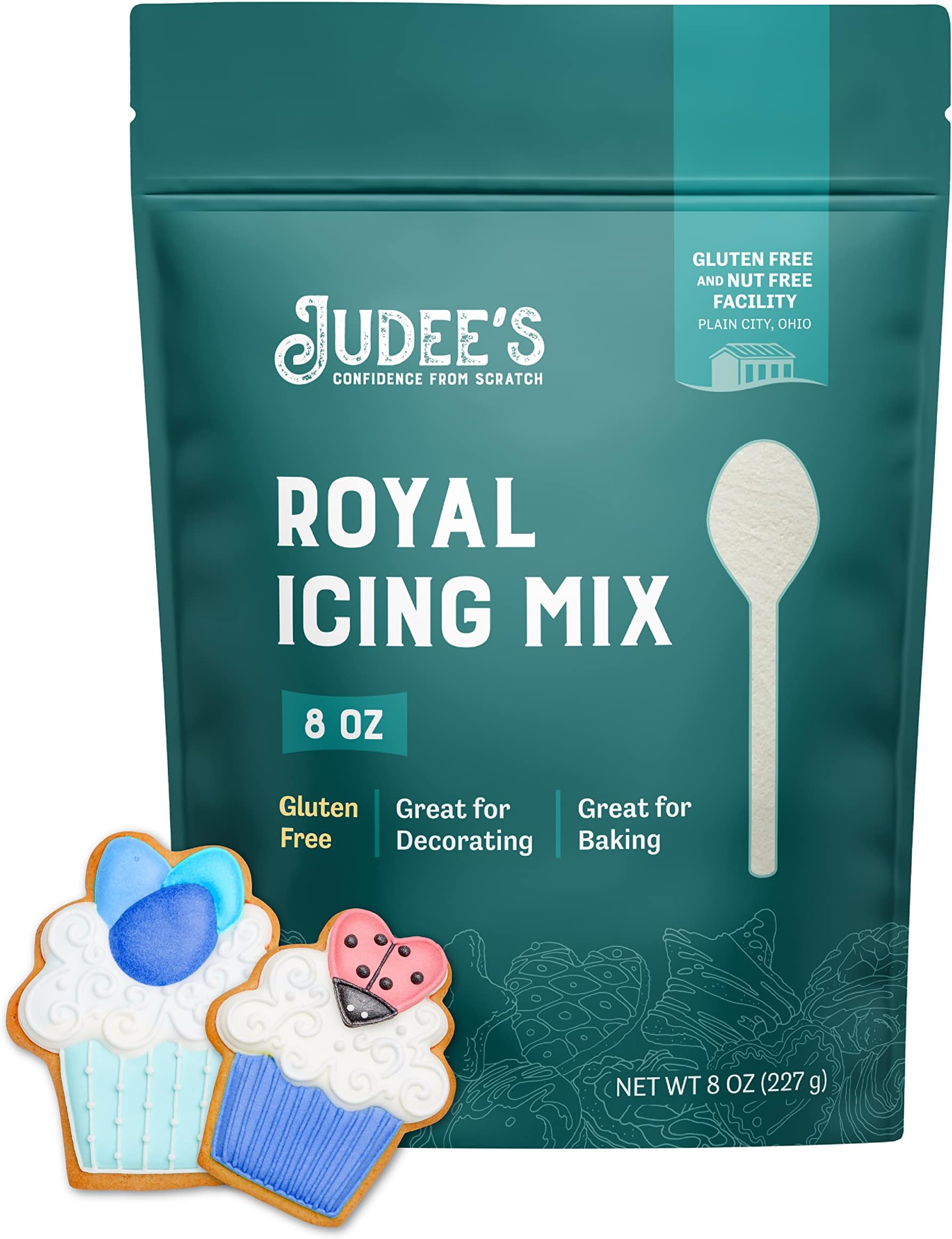 Judee's Gluten Free Royal Icing Mix - Easy Mixing with Meringue Powder - For Sugar Cookie Decorating & Cookie Icing - Gluten Free Meringue Powder & Nut Free Baking Mix - 8 Oz