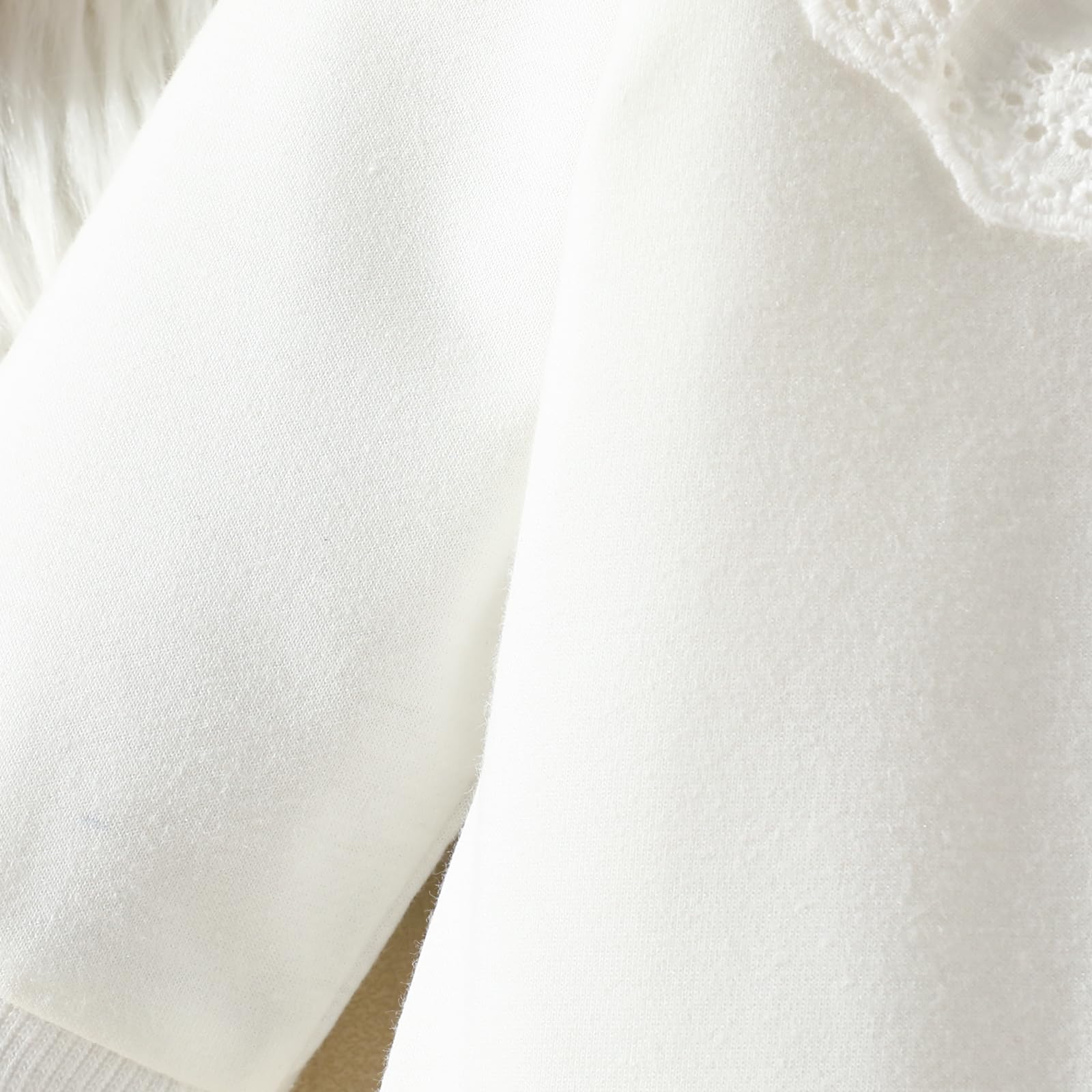 Yanmucy Sweatshirt pour Bébés Filles Vêtements Coton à Volants et Dentelle Sweatshirts Crewneck à Manches Longues Jumper Top Décontracté (FR/ES, Âge, 12 Mois, 18 Mois, Blanc)