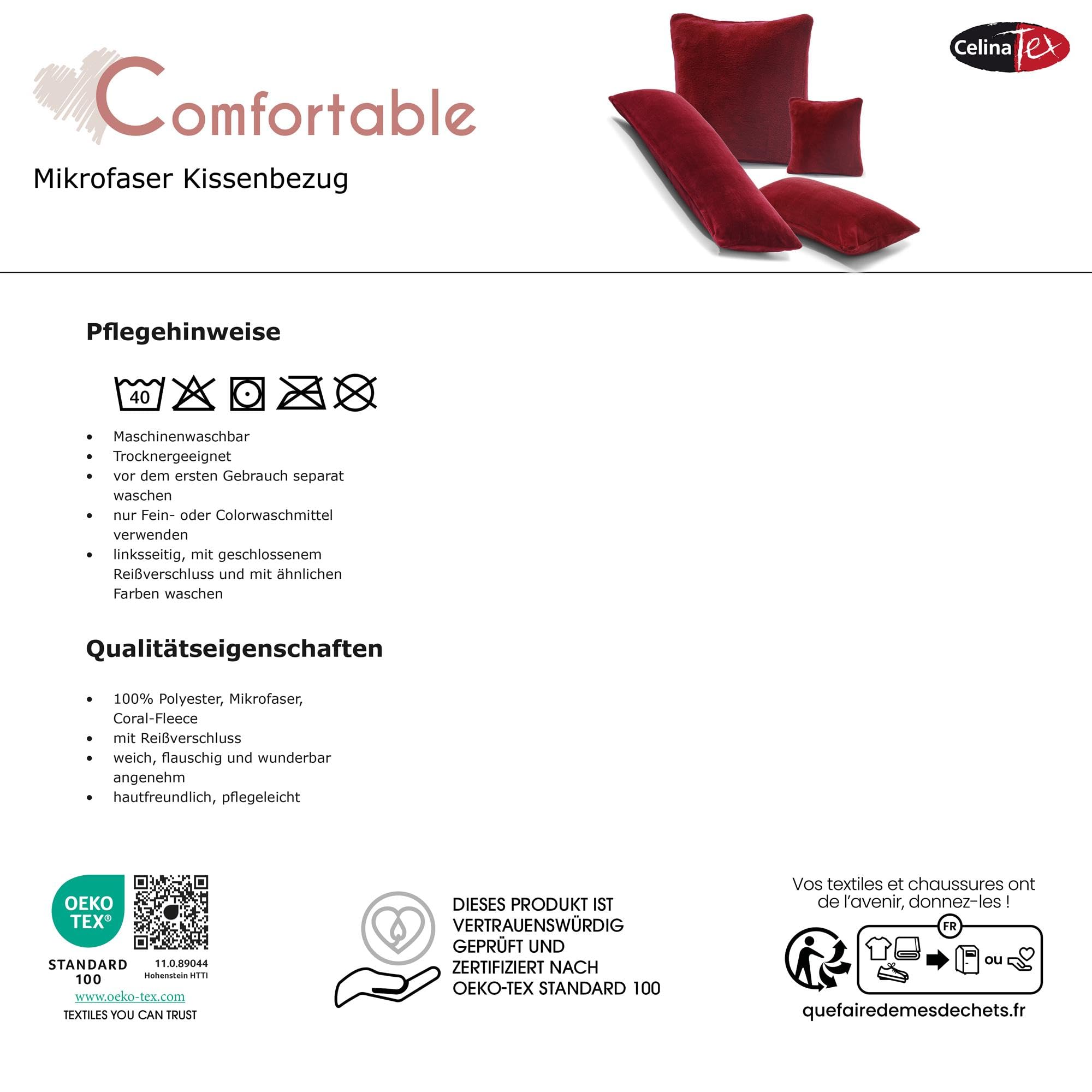 CelinaTex Comfortable Federa Set da 2 Cerniera Microfibra 50 x 50 cm Argento