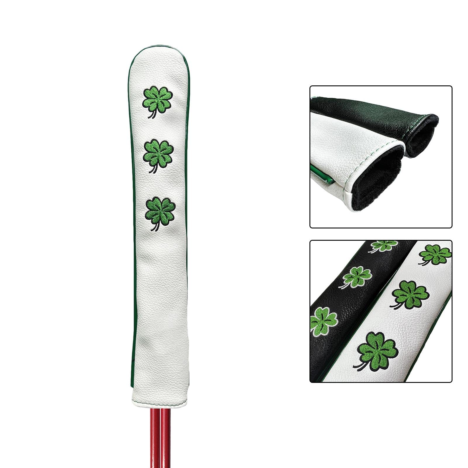 Oshhni Golf Alignment Rod Cover Case Holder Hold 2 Sticks Headcover Golf con Ricamo Trainer Training Aid, Bianco