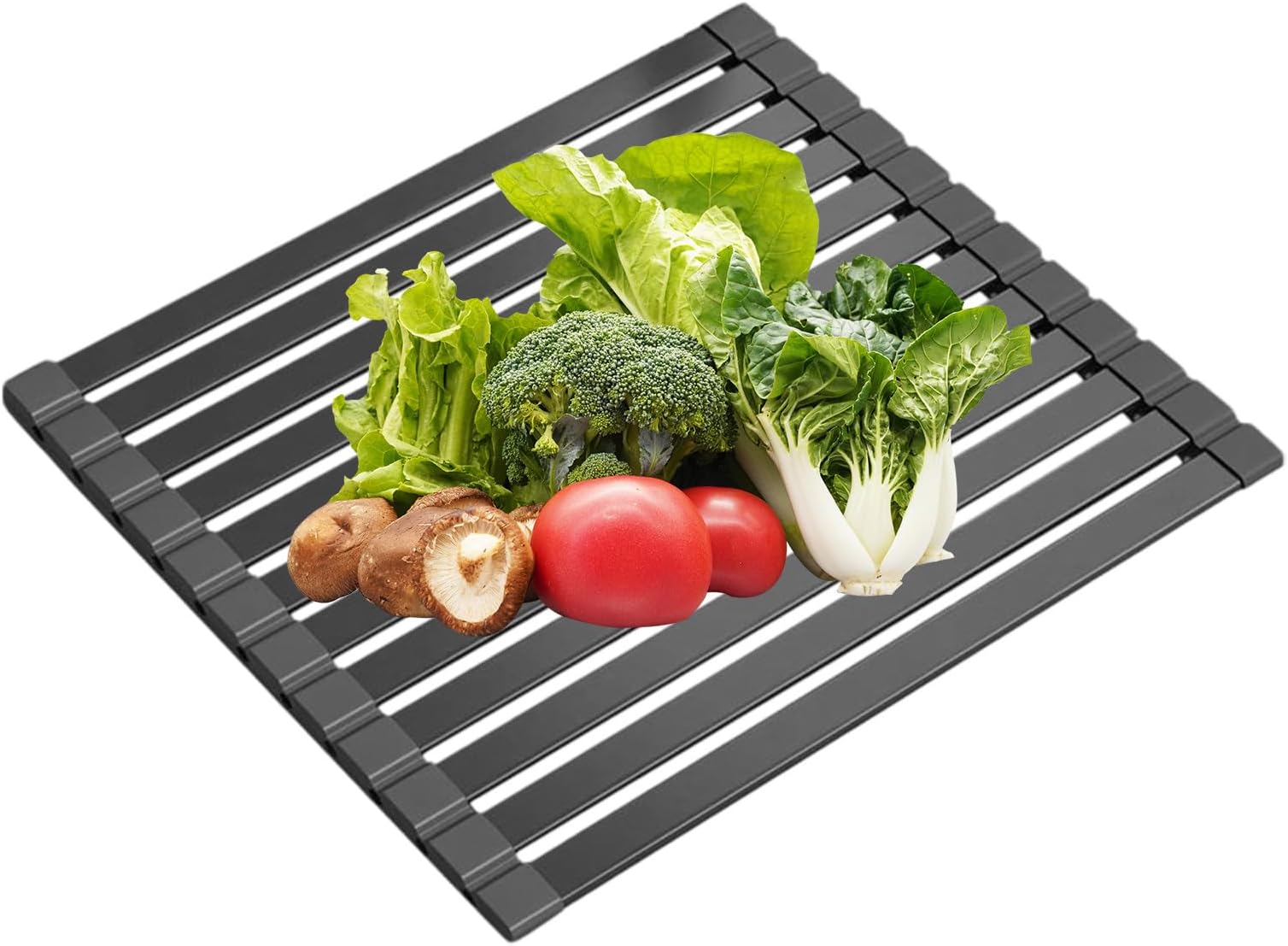 Roll Up Dish Drying Rack Mat - Foldable Over Sink Drying Rack - Kitchen Tool for Draining Bowls Glasses Cups Cookware Cutlery Cabinet Washing Small Space Dorm RV