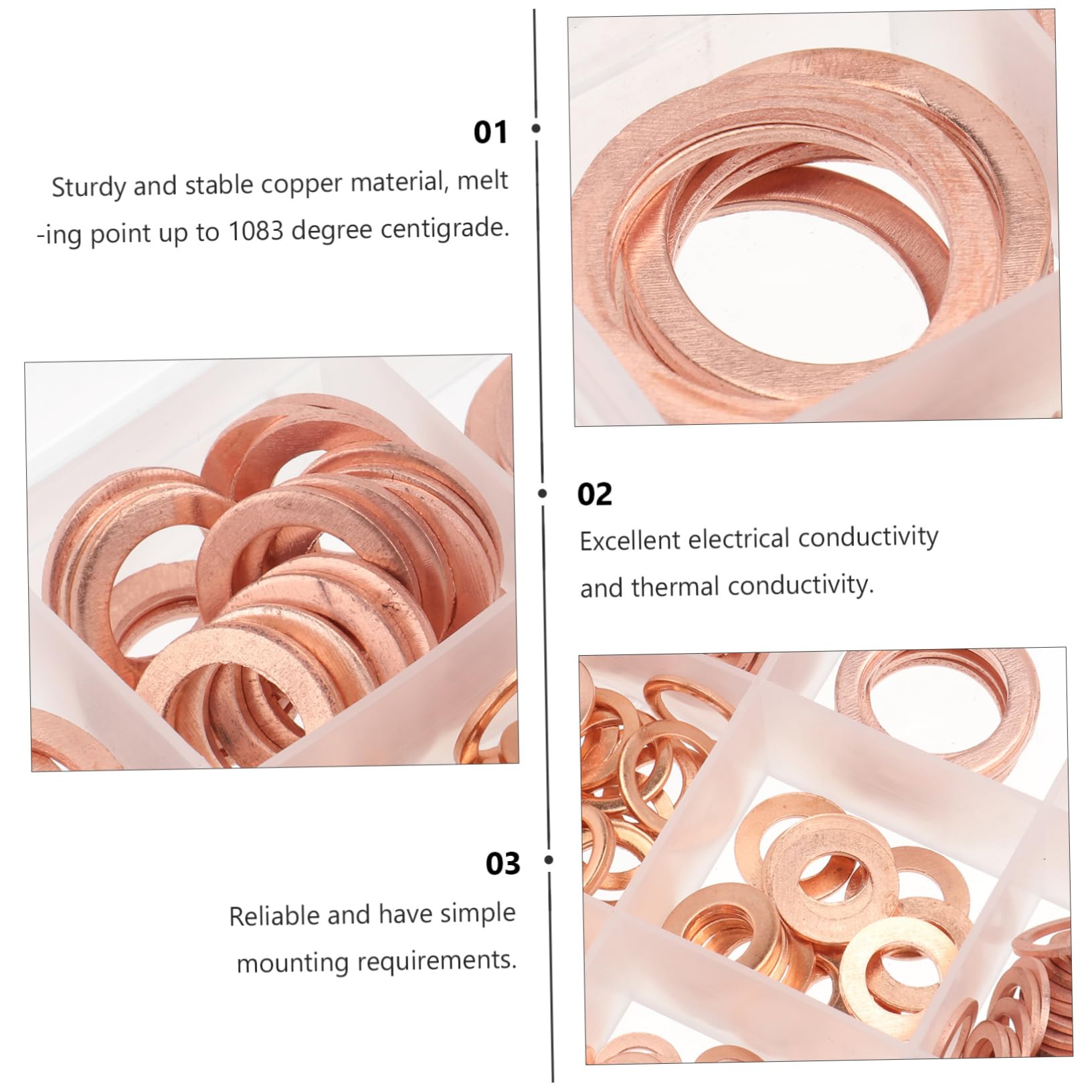 Rondelle Piatte in Rame M5 M8 M10 M14 M20 280 Pezzi