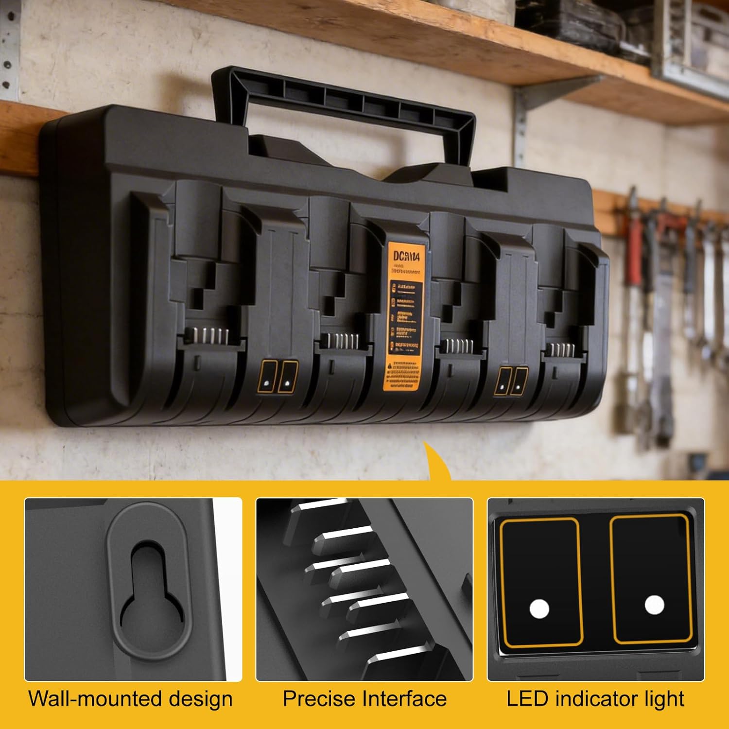 Powilling 20V DCB104 Compatible with Dewalt Battery Charger Station, 4 Port Fast Rapid Charging Station for All Dewalt 12V 20V Max Lithium Battery