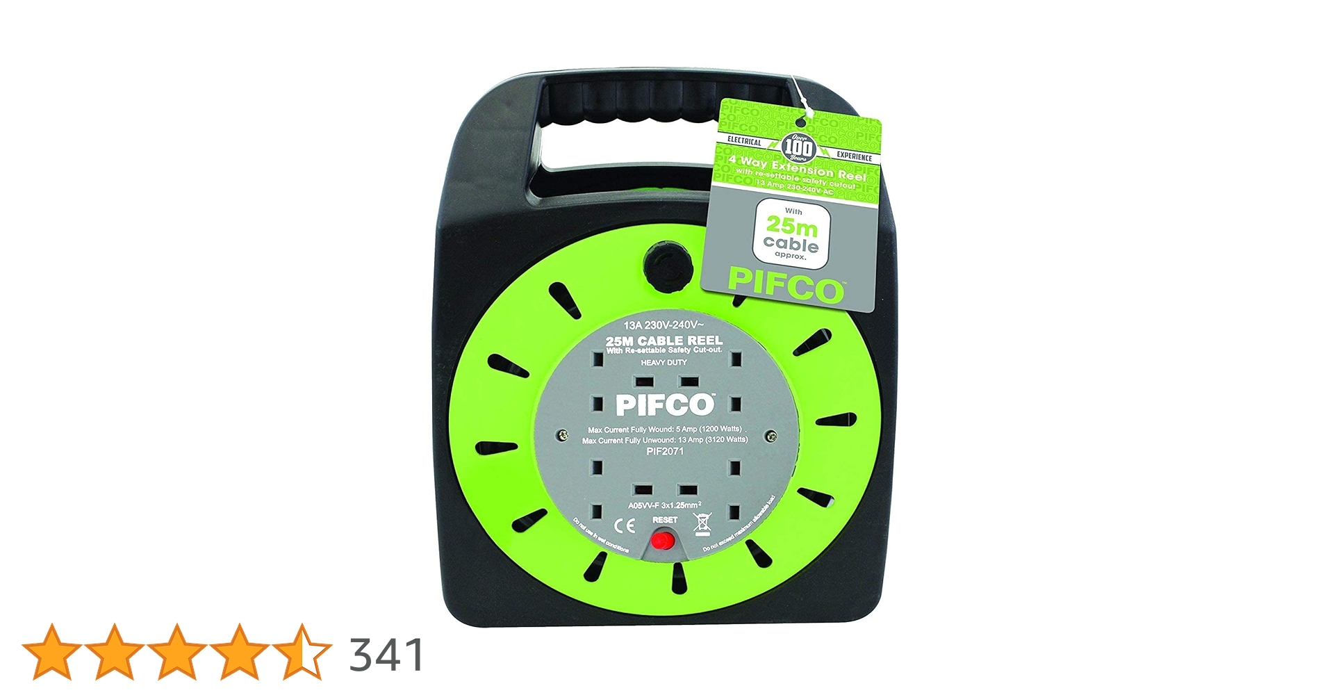 25M EPLINE 4 Way CABLE EXTENSION REEL Heavy LEAD Gang Mains ELECTRICAL