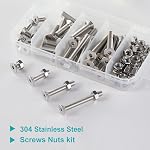 M5 x 10mm 20mm 30mm 40mm, Flat Head Hex Socket Cap Screws Bolts, Countersunk Bolts and Nuts, Stainless Steel 304, Bright Finish, Metric Allen Drive, Fully Thread, Assortment Kit 80PCS