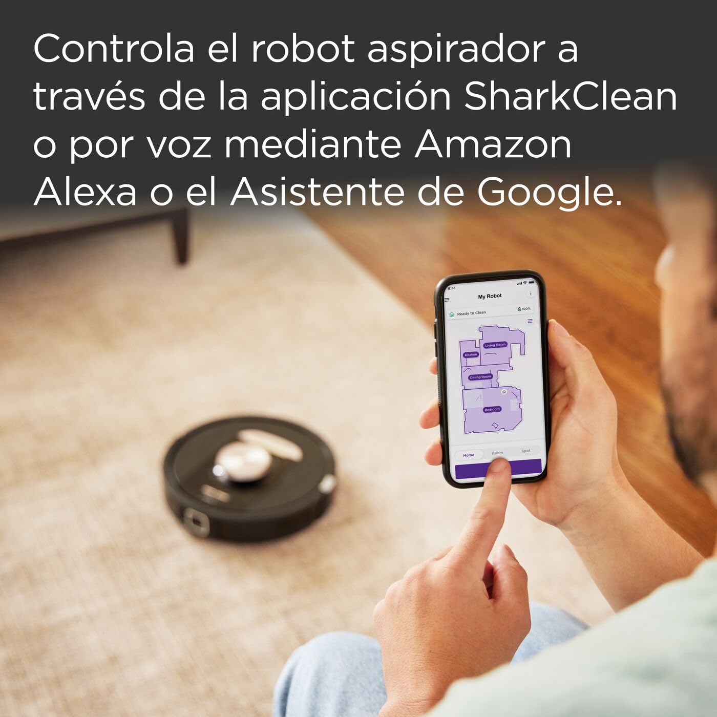 Shark PowerDetect, Robot Aspirador, Vaciado Automático, Negro, RV2820VEEU | Navegación 3D y LiDAR, Base Antialérgenos, Tecnología NeverStuck, para Alfombras, Suelos y Pelo de Mascotas, WiFi/App