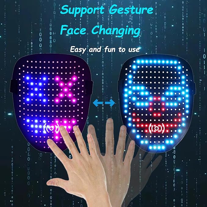 JDBMAOYE Máscara LED con Sensor de Gesto para Fiestas Cosplay miniatura 3