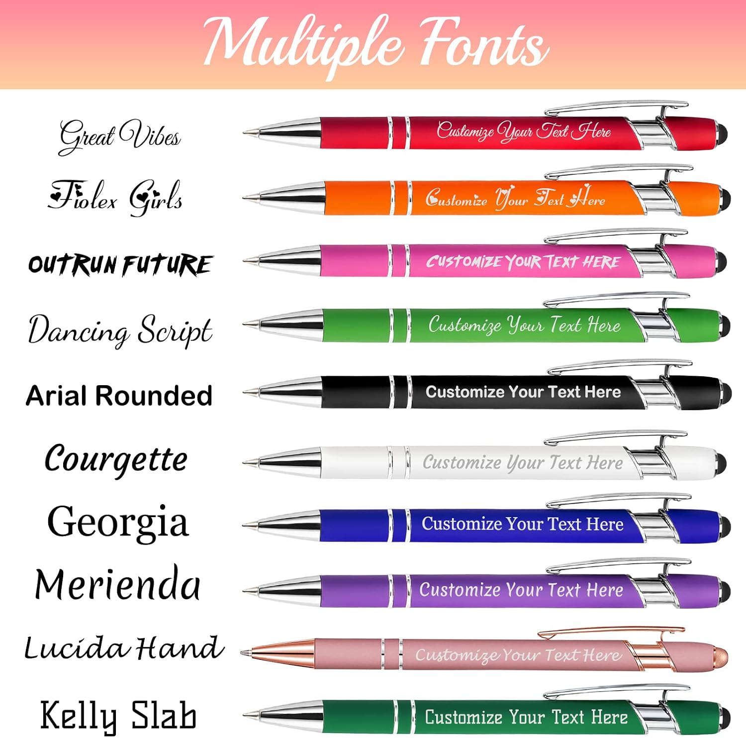 Personalized Pens with Name Custom Writing Pen Bulk Engraved Ballpoint Pens with Text Logo, Customized Stylus Pen Gifts for Men Women Realtor Wedding Business Nurse