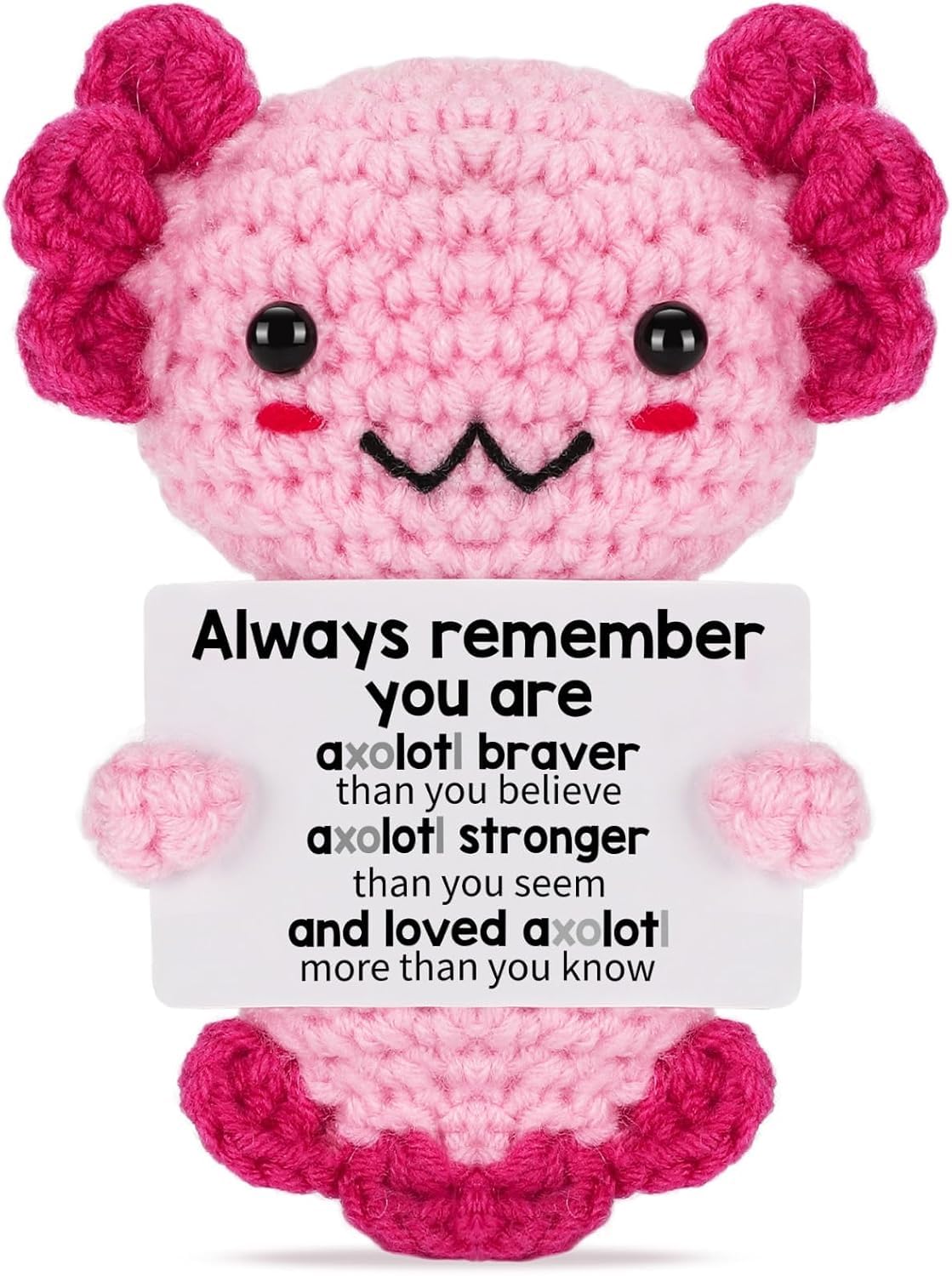 ALUNME Positive Axolotl Gifts, Emotional Support Crochet Plush Girls Gift Stuff