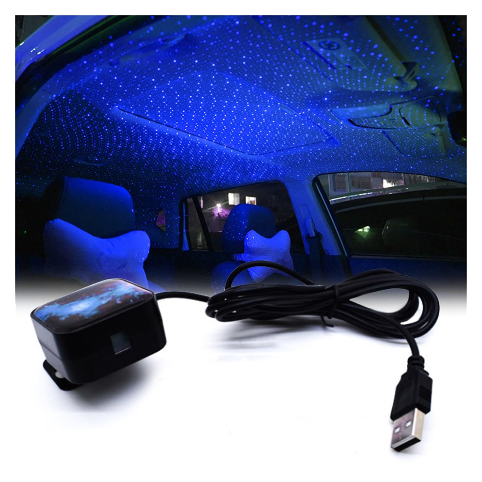 Oświetlenie Wnętrza Samochodu 5V USB Lampa Otoczenia Wnętrza Samochodu Niebieski Dach Star Light Starry Rotatation Remote Control