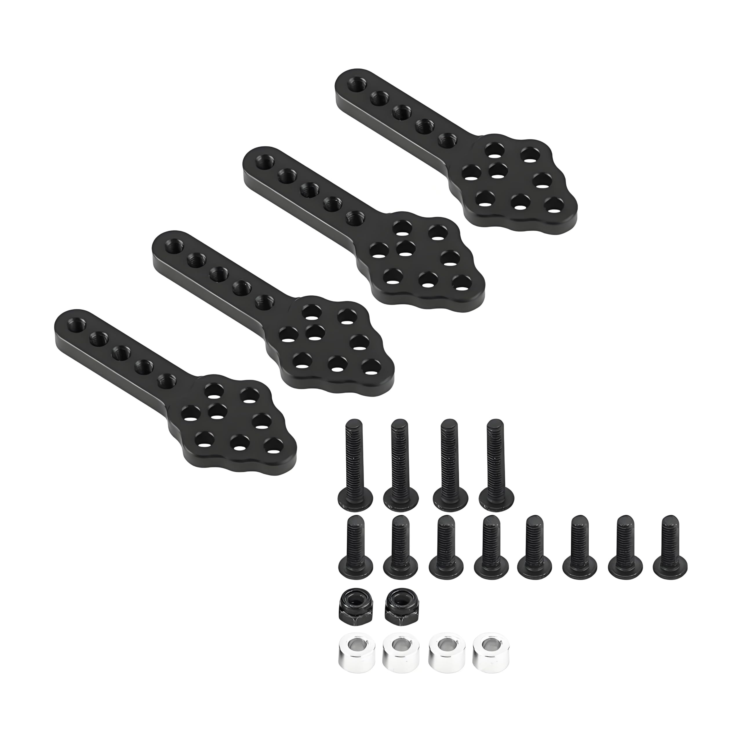 RC Car Shock Absorber Mount, 4 Pcs/Set Shock Absorber Damper Mount Plate Adjustable Height for 1/10 Crawler Car Accessory Parts(Black)