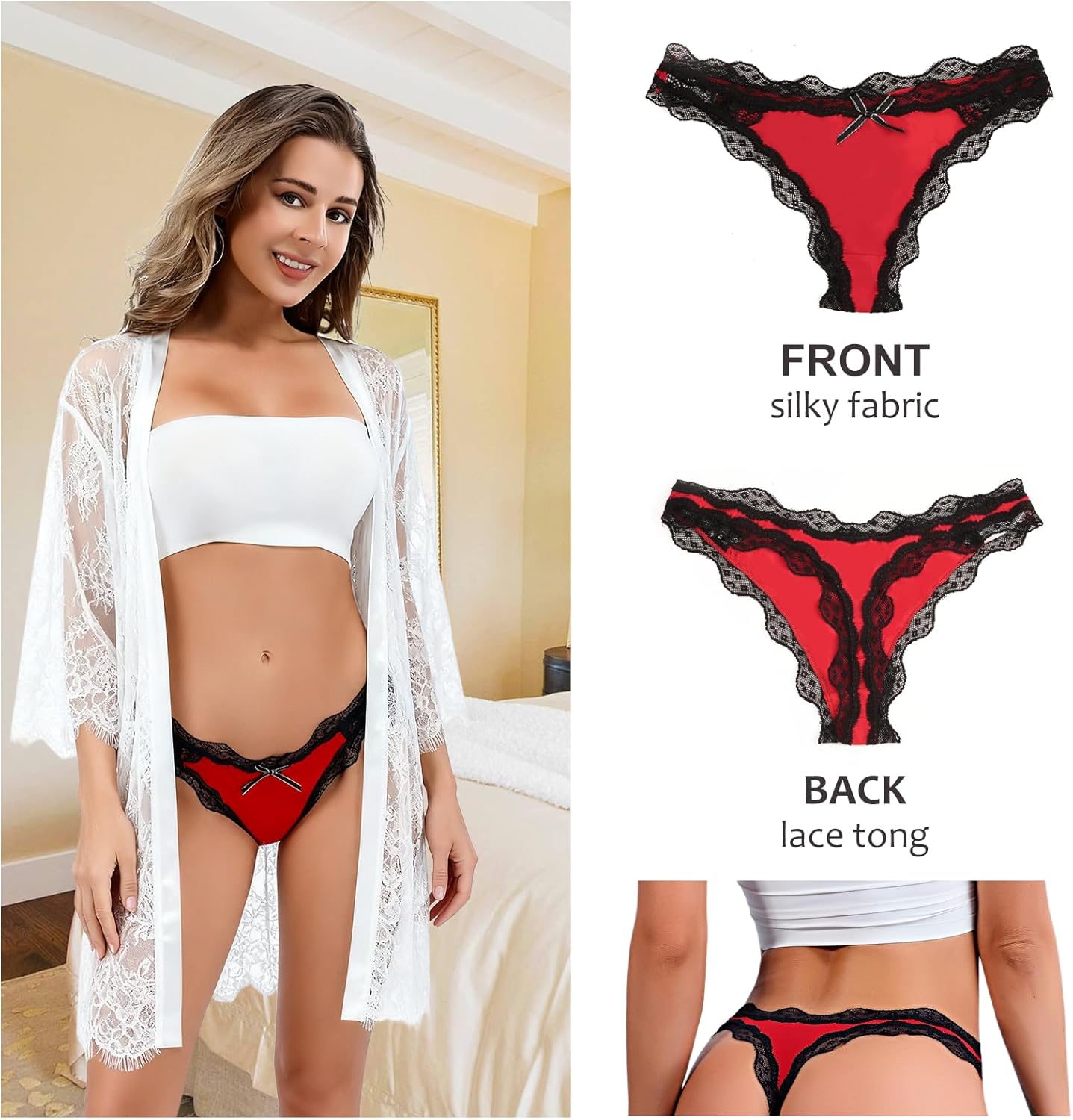 Women's Lace Underwear Sexy Panties for Women Comfort Cheeky Bikini Underwear Soft Hipster Brief Panties for Ladies - Image 3