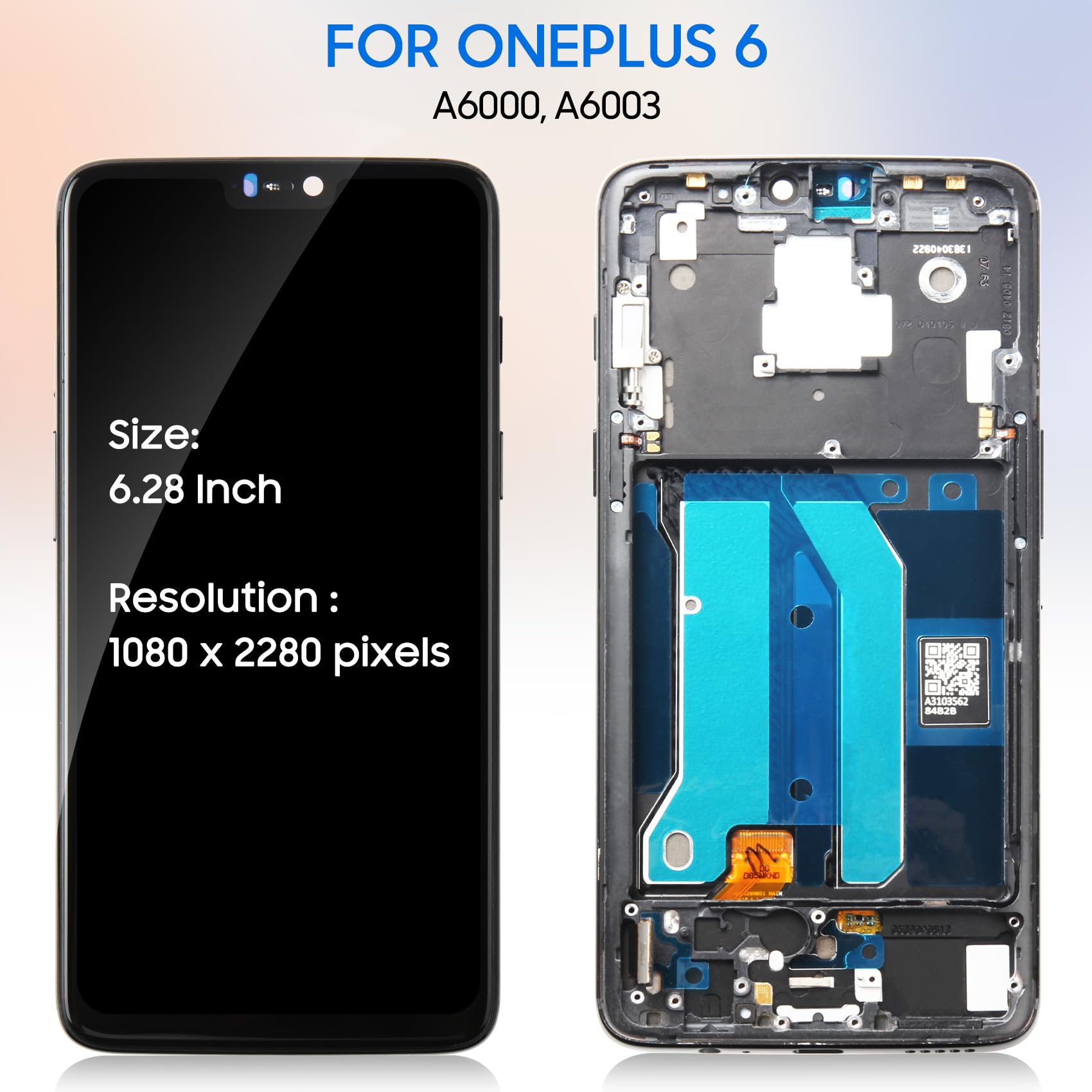 Schermo LCD + Digitizer Per OnePlus 6 A6000 A6003 - Con Telaio Nero