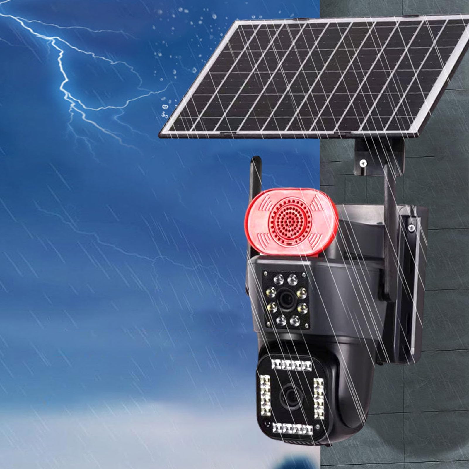 Lazmin112 Telecamera di Sicurezza Solare, Doppia Lente 1080P, Zoom 12X, Copertura a 360°, Rilevamento del Movimento, Tracciamento AI, Scheda SIM 4G, Alimentazione Solare, 8MP, Visione
