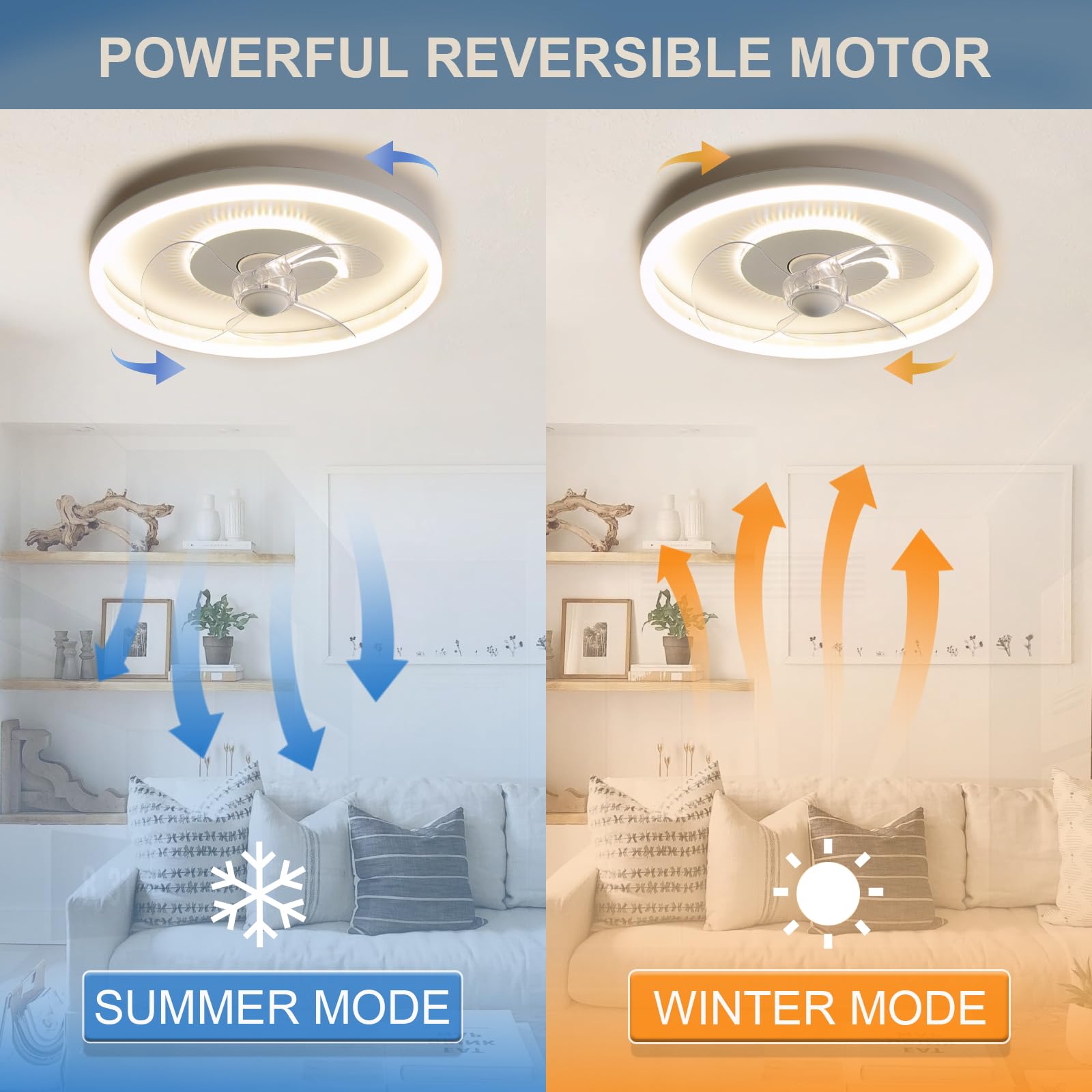 Ventilatore da soffitto silenzioso con illuminazione E27 40W, lampada da soffitto con telecomando per ventilatore, ventilatore da soffitto con luce dimmerabile CCT timer 3 livelli, colorato