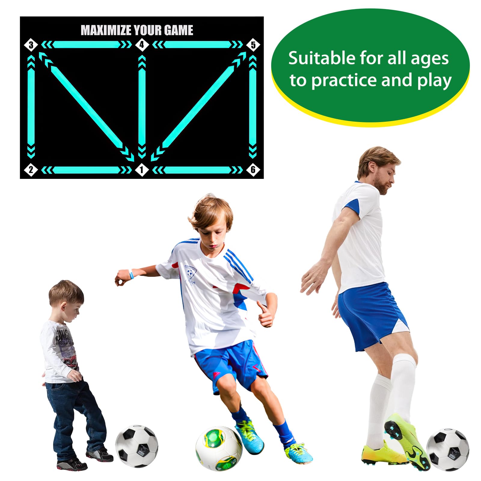 Tappetino da calcio – tappetino da calcio per allenamento, controllo della palla, accessori per allenamento di calcio, tappetino da calcio per bambini