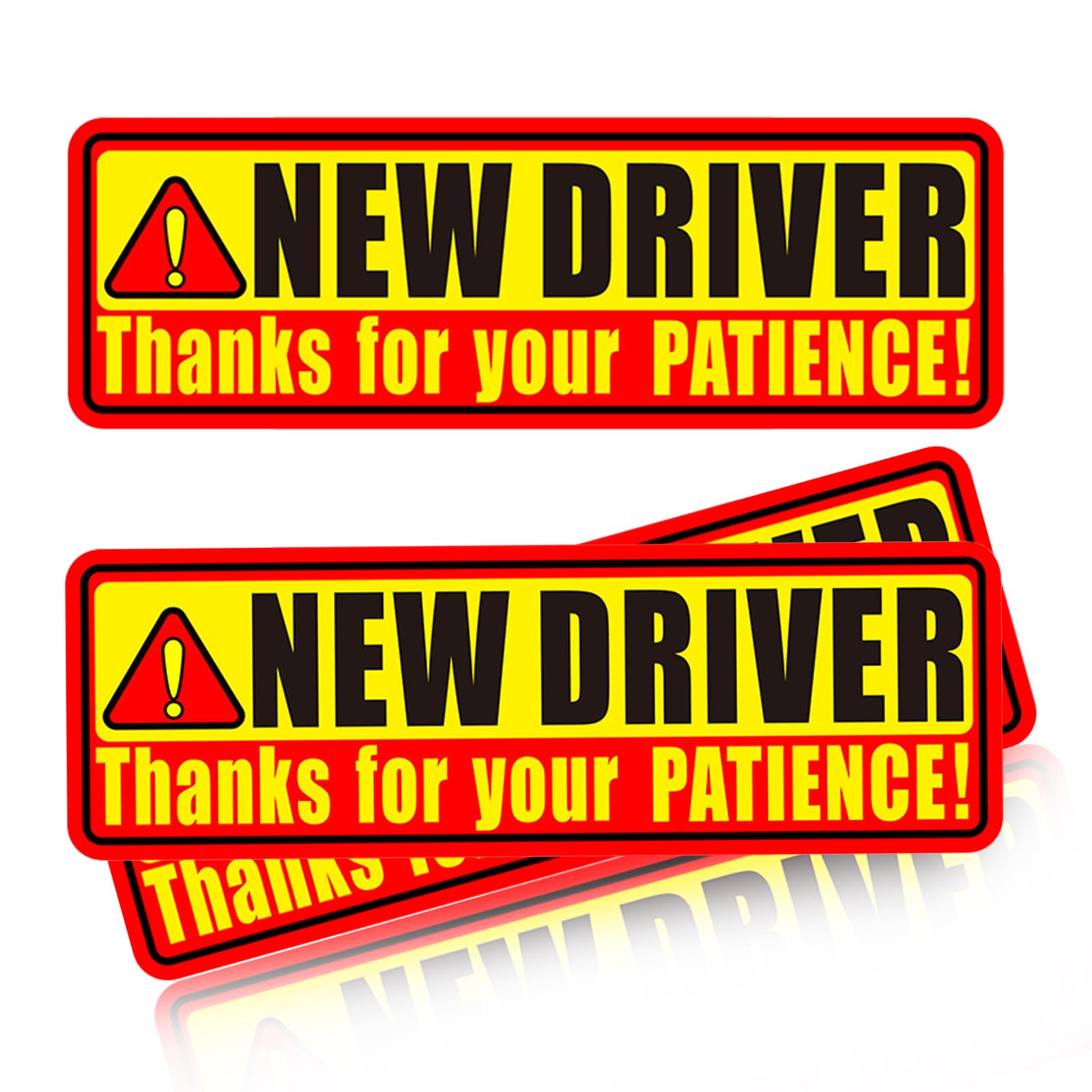 Sticker for Car Window 3PC,No Magnetic Car Sticker and Decal,Removable New Driver Safety Signs for Cars,Car Bumper Reflective Decal(Yellow&Red New Driver,3PC)