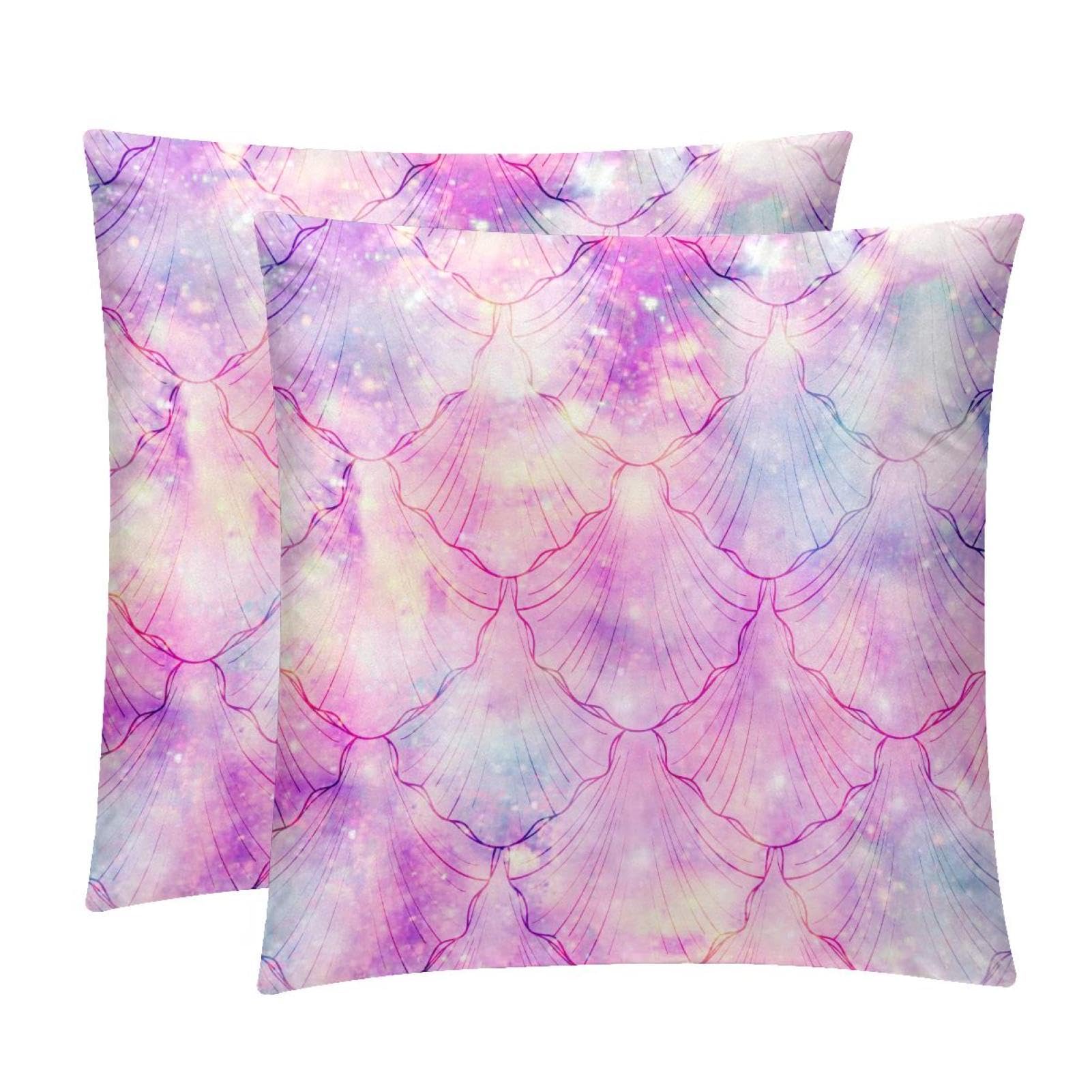 TDGKPZ Pink Mermaid Scale Throw Pillow Covers 2 Pack Pillowcases Soft Cozy Pillow Cases For Couch Bed Sofa 45x45cm