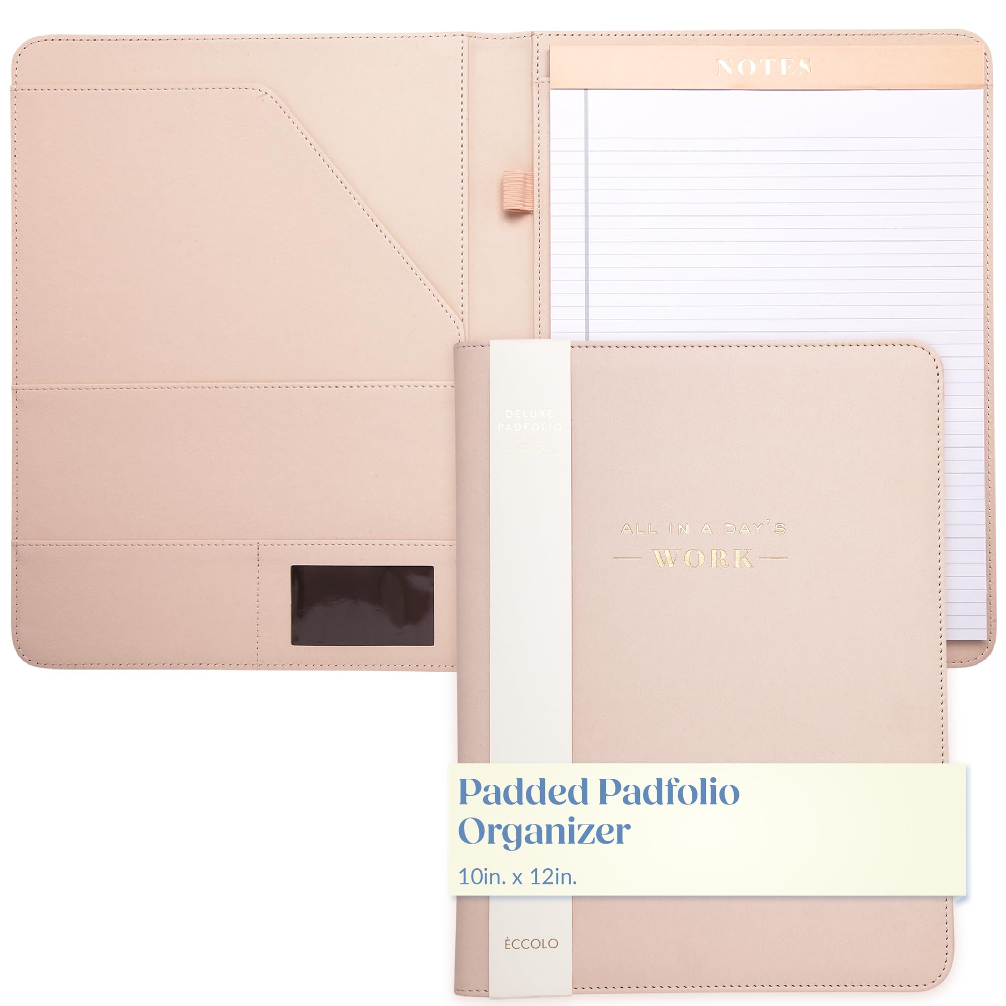 Deluxe Organizer Padded Padfolio, Portfolio Business Document Case with Ruled Letter-Size Perforated Writing Pad