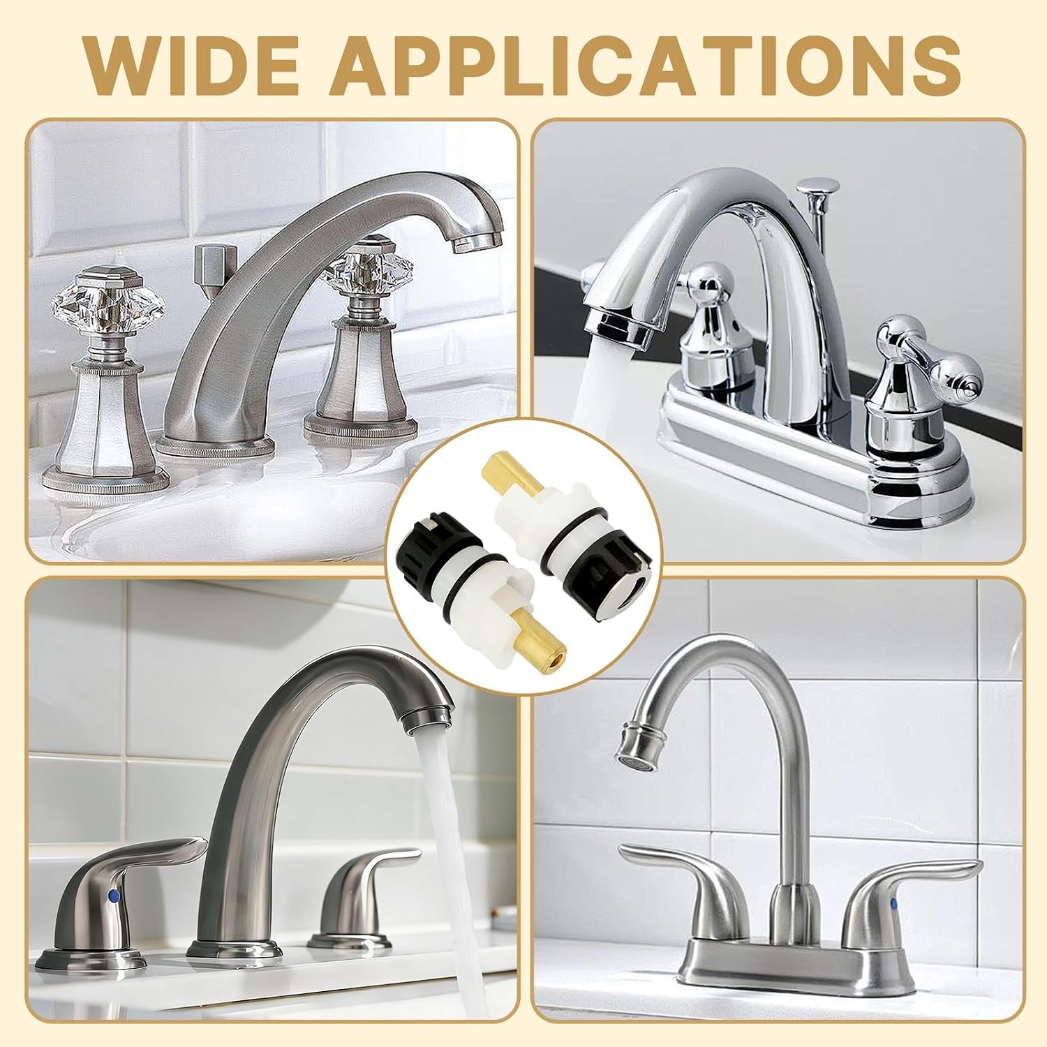 2 Pack RP25513 Two-Handle Faucet Stem Repair Kit with RP24096 Cartridge, RP4993 Seats and Springs, and RP24097 Quarter-Turn Stops Durable Brass and Plastic Faucet Repairs (2)