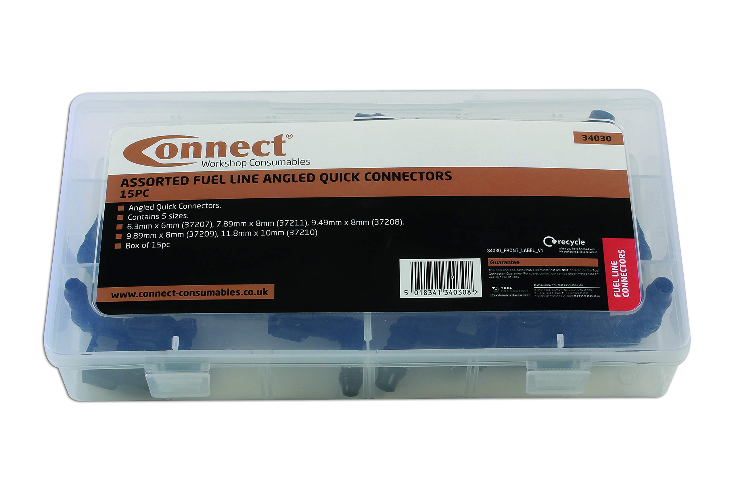 Connect Workshop materiały eksploatacyjne 34030 różne złącza kątowe linii paliwowej 15 szt.