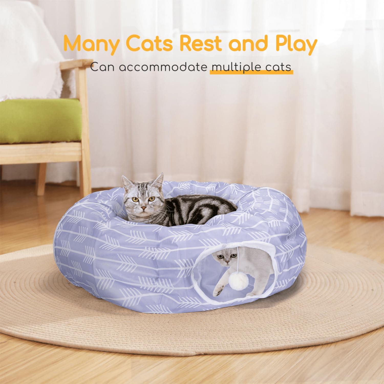 Nobleza Runder Katzentunnel - Vielseitiges Spielzeug für Katzen, Farbe:Lila, Größe:OneSize