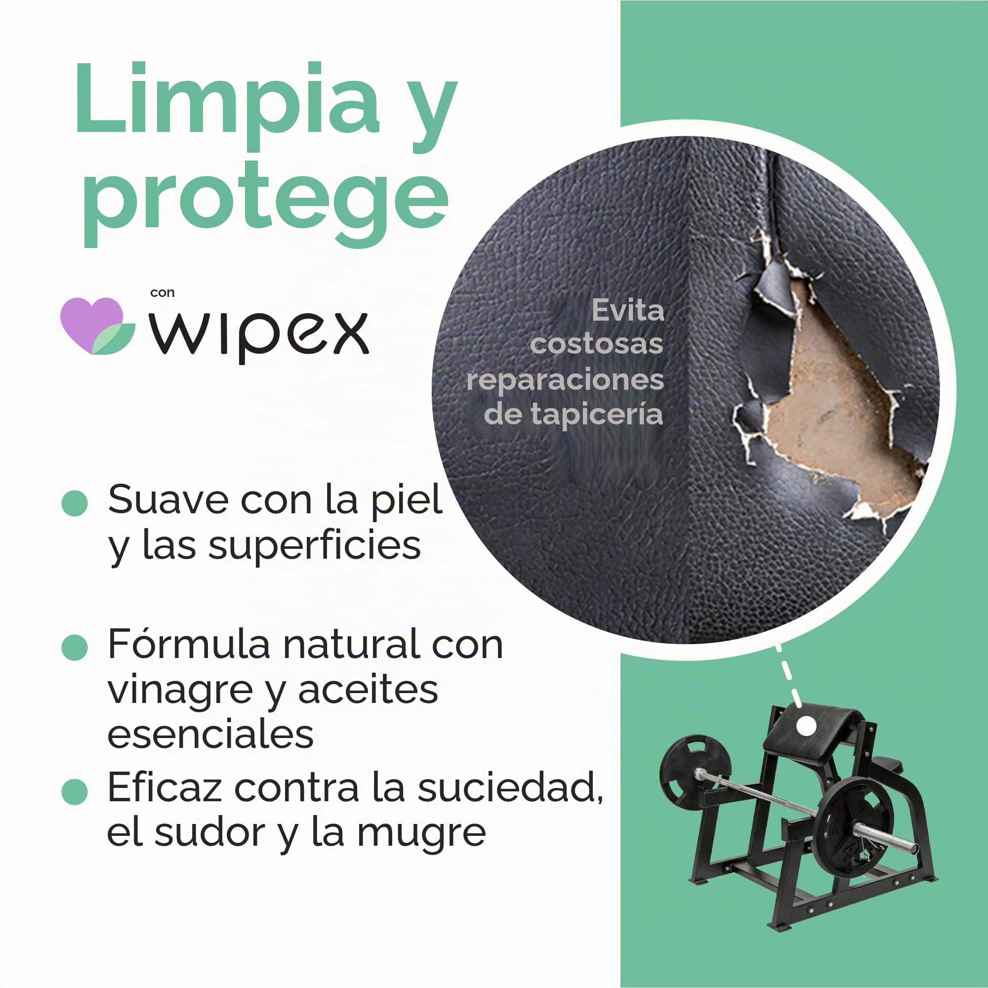 Wipex Toallitas limpiadoras de esterilla de yoga, verificadas por EWG, 400 unidades de limoncillo, eucalipto y vinagre a base de plantas, para equipos de gimnasio y fitness y limpieza de gimnasio