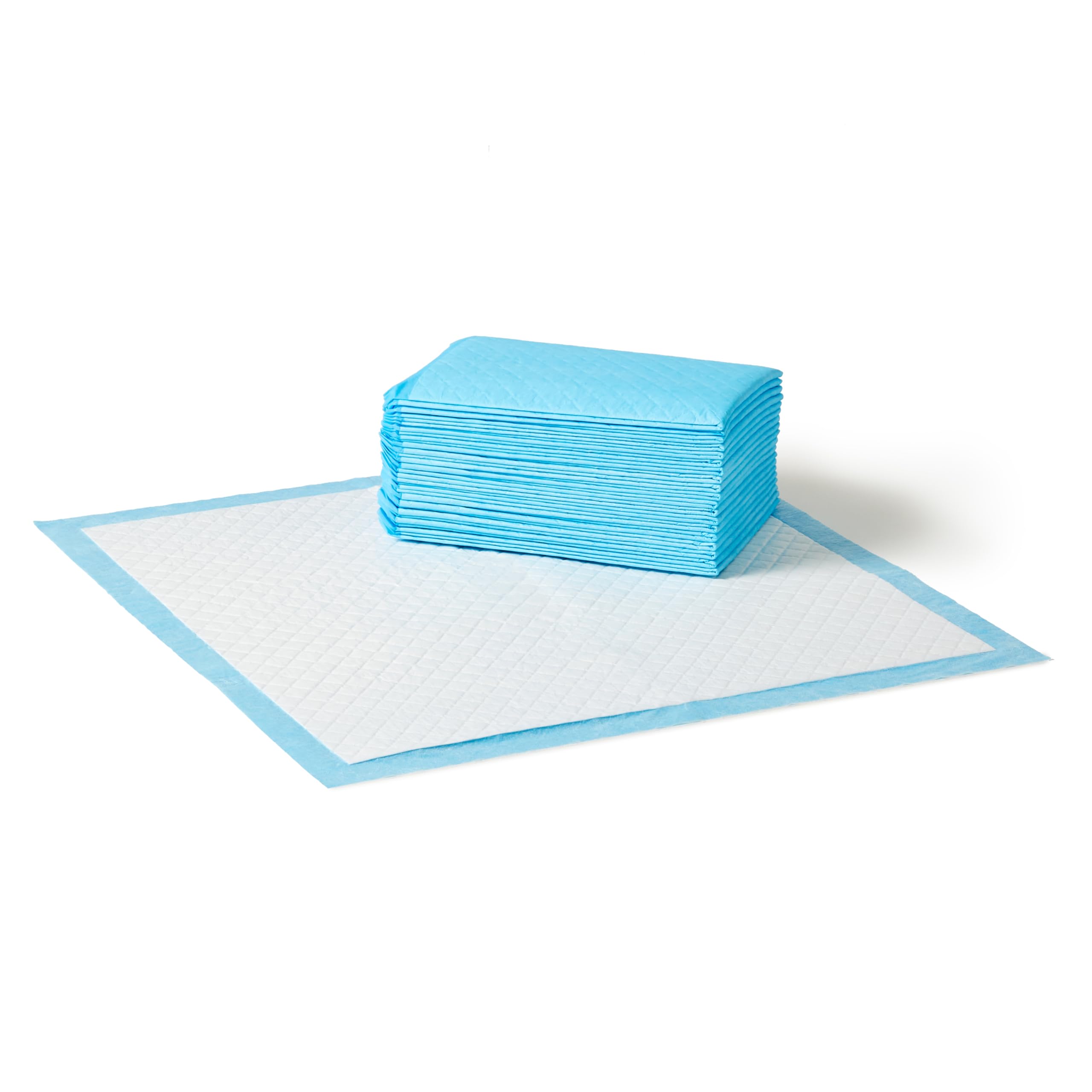 Amazon Basics Strapazierfähige Trainingspads für Hunde und Welpen, auslaufsicheres Design mit schnell trocknender Oberfläche, 20 stück (1 erPack), Blau/Weiß