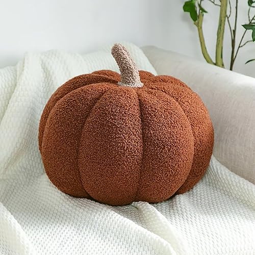Kürbis Kissen, 3D Gefüllte Kürbis Dekokissen, Schlafzimmer Dekoration, Halloween Kürbis Deko Kissen, Kürbis Überwurfkissen, Home Decoration, braun, 20cm - Braun - 20cm
