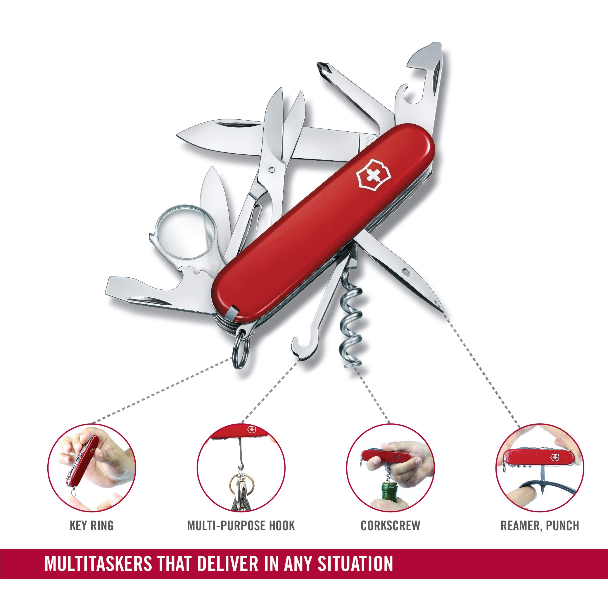 Victorinox Explorer Swiss Army Pocket Knife, Medium, Multi Tool, 16