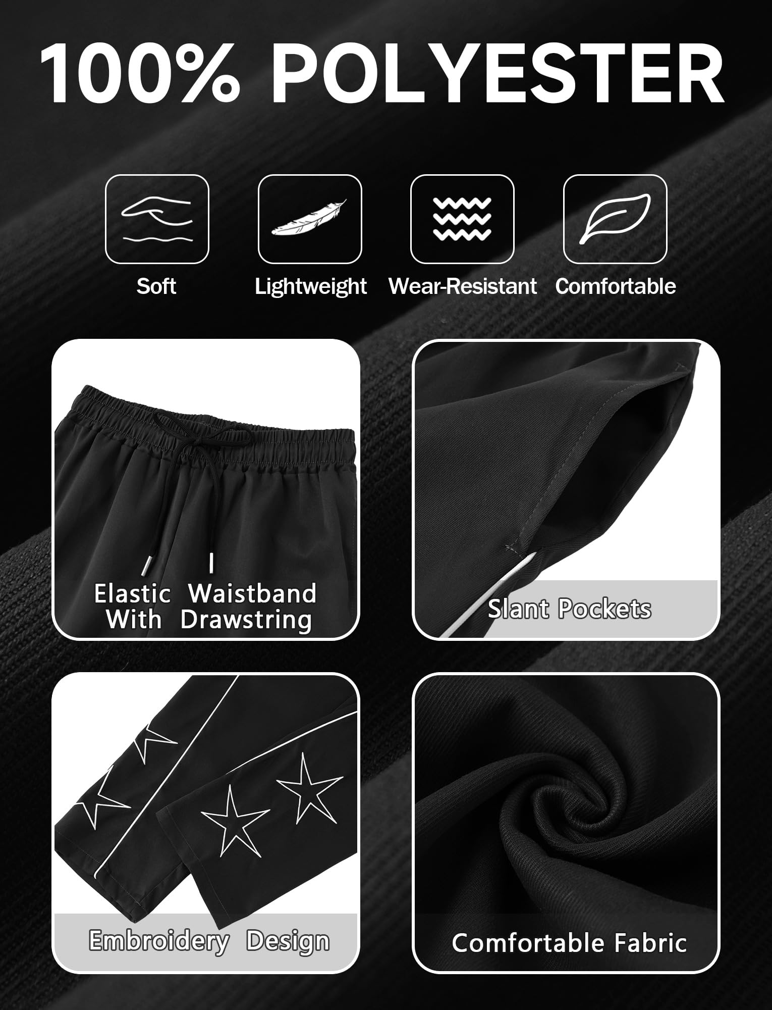 FEOYA Pantalon de Survêtement pour Hommes Y2k Baggy Joggers Adolescents Streetwear à Cordon de Serrage Jogging Pantalon de Harajuku à Jambes Larges Training Sportswear